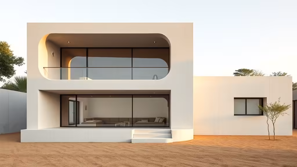 casas-impressas-em-3d-guia-completo-fal-03 modern completed 3D printed concrete house exterior Brazil, smooth curved walls